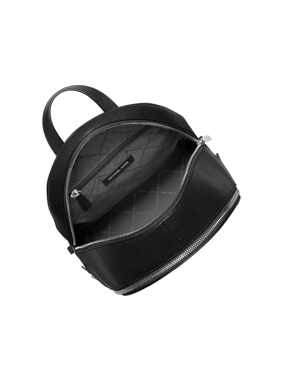 Michael Kors Women's Rhea Medium Pebbled Leather Backpack Black/Silver