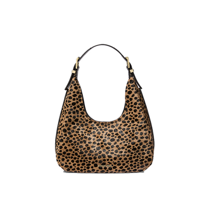 Michael Kors Women's Nolita Small Cheetah Print Calf Hair Hobo Shoulder Bag Husk Multi/Gold