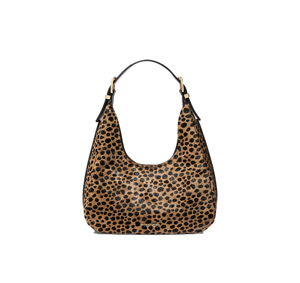 Michael Kors Women's Nolita Small Cheetah Print Calf Hair Hobo Shoulder Bag Husk Multi/Gold