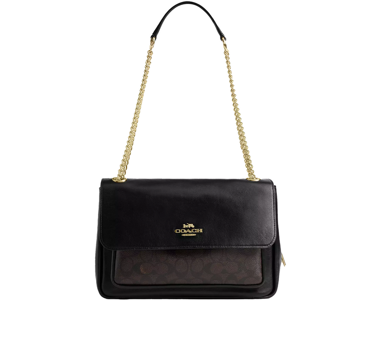 Coach Women's Elodie Crossbody Bag In Signature Canvas Gold/Walnut/Black