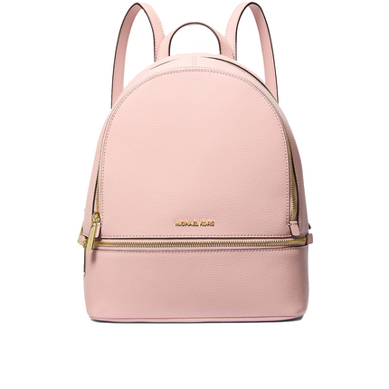 Michael Kors Women's Rhea Medium Pebbled Leather Backpack Powder Blush/Gold