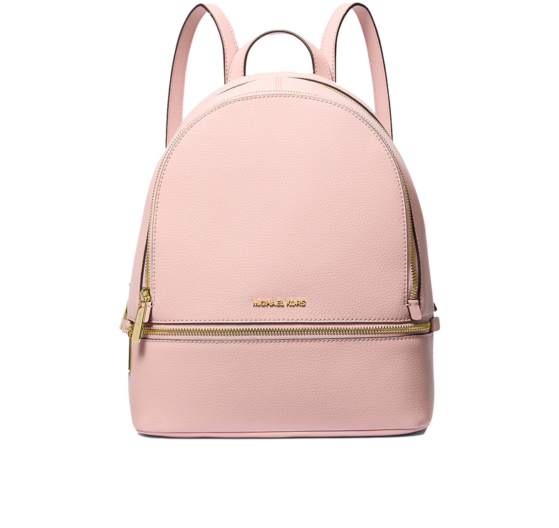 Michael Kors Women's Rhea Medium Pebbled Leather Backpack Powder Blush/Gold