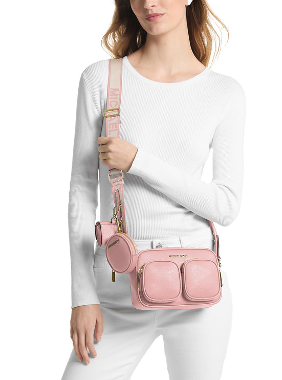 Michael Kors Women's Jet Set Medium Leather Crossbody Bag with Case for Apple Airpods Pro® Powder Blush