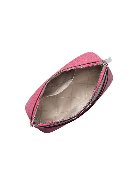 Michael Kors Women's Jet Set Travel Color-Block Signature Logo Crossbody Bag Hibiscus/Silver