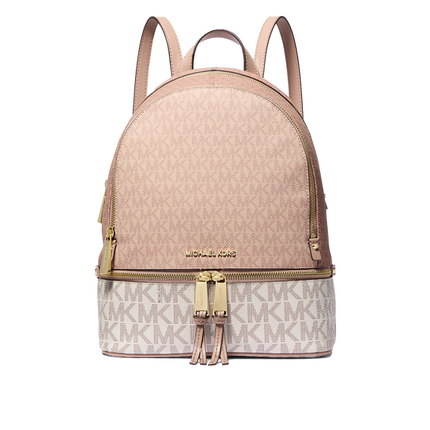 Michael Kors Women's Rhea Medium Color-Block Logo Backpack Ballet Multi