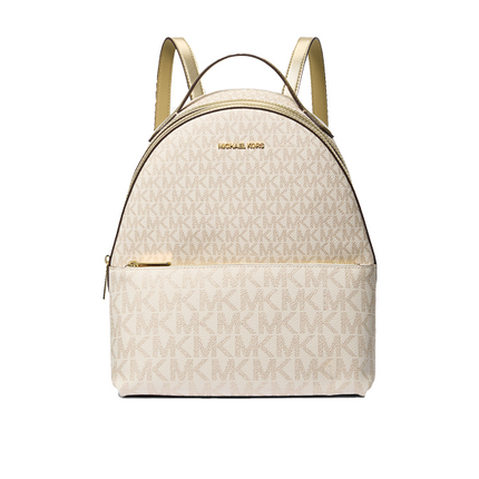 Michael Kors Women's Sheila Medium Two-Tone Signature Logo Backpack Pale Gold