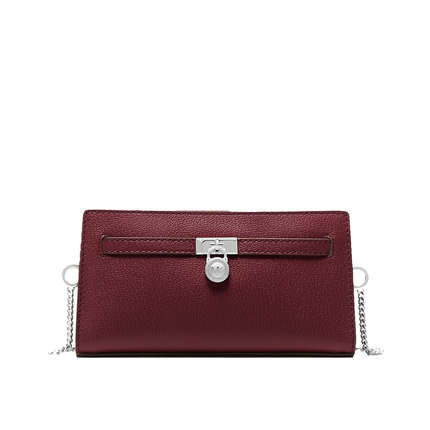 Michael Kors Women's Hamilton Moderne Extra-Small Leather Convertible Crossbody Bag Oxblood/Silver