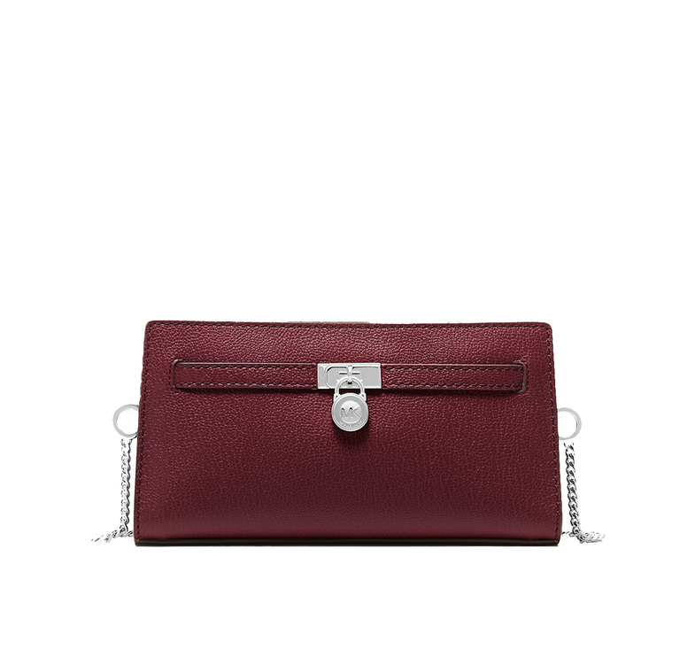 Michael Kors Women's Hamilton Moderne Extra-Small Leather Convertible Crossbody Bag Oxblood/Silver