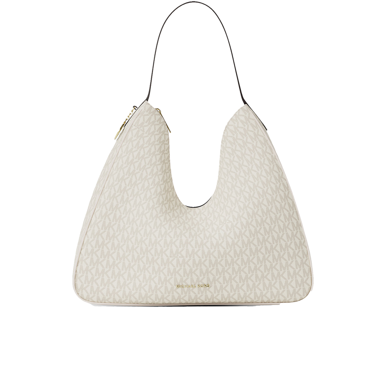 Michael Kors Women's Nayla Medium Signature Logo Shoulder Bag Light Cream Multi/Gold