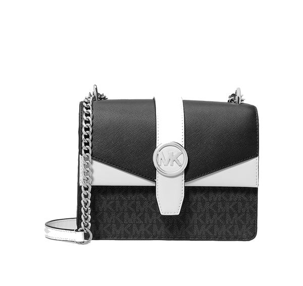 Michael Kors Women's Greenwich Small Color-Block Signature Logo Crossbody Bag Black Combo