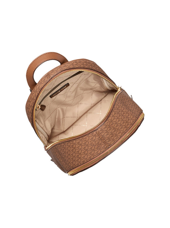 Michael Kors Women's Rhea Medium Color-Block Signature Logo Backpack Camel Multi/Gold