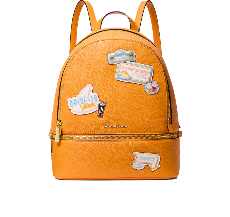 Michael Kors Women's Rhea Medium Embellished Backpack Pop Orange/Gold