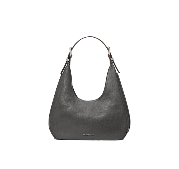 Michael Kors Women's Nolita Small Pebbled Leather Hobo Shoulder Bag Slate/Silver