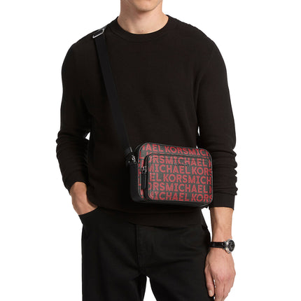 Michael Kors Men's Cooper Graphic Logo Flight Bag Bright Red