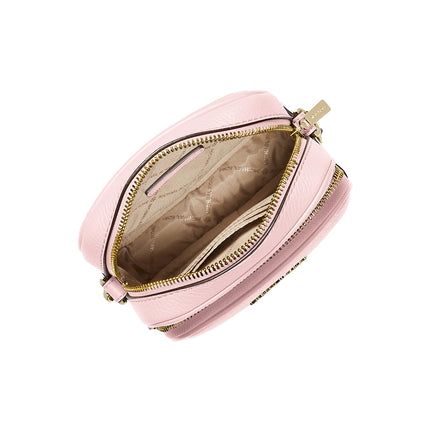 Michael Kors Women's Jet Set Travel Medium Pebbled Leather Crossbody Bag Powder Blush/Gold