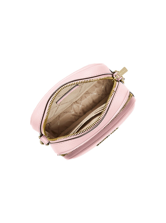 Michael Kors Women's Jet Set Travel Medium Pebbled Leather Crossbody Bag Powder Blush/Gold