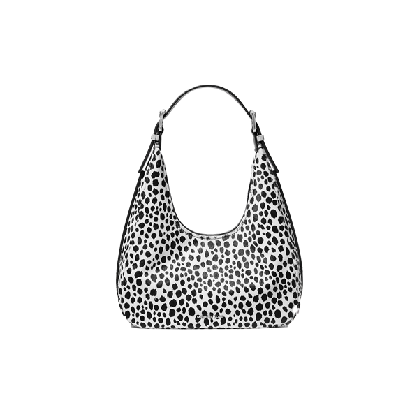 Michael Kors Women's Nolita Small Cheetah Print Calf Hair Hobo Shoulder Bag Black Combo