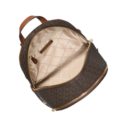 Michael Kors Women's Rhea Medium Signature Logo Backpack Brown/Gold