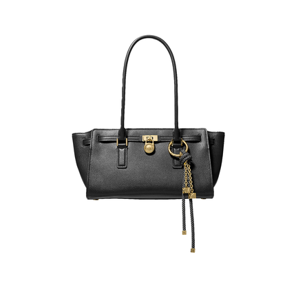 Michael Kors Women's Hamilton Moderne Small Leather Satchel Bag Black/Gold