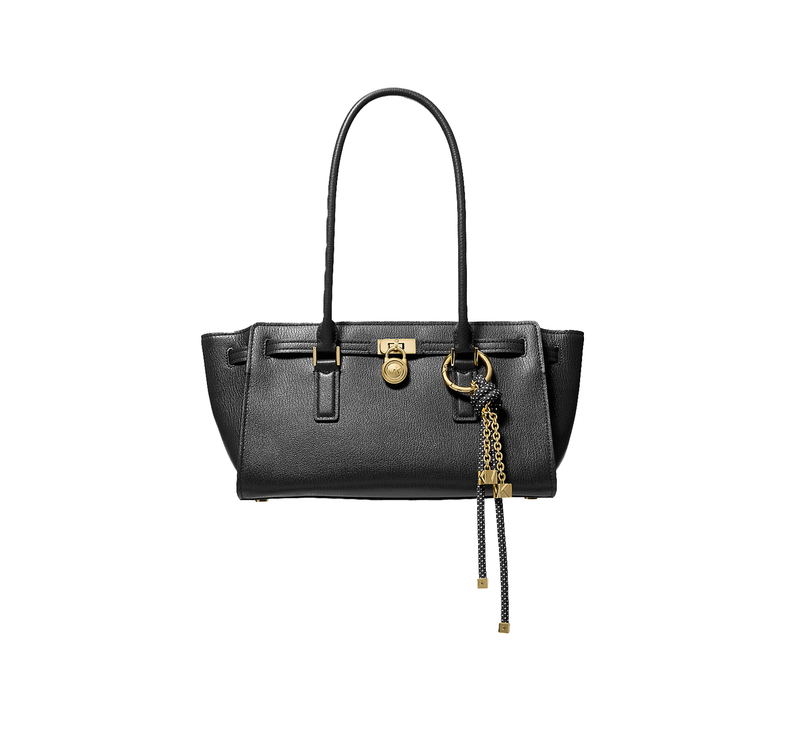 Michael Kors Women's Hamilton Moderne Small Leather Satchel Bag Black/Gold