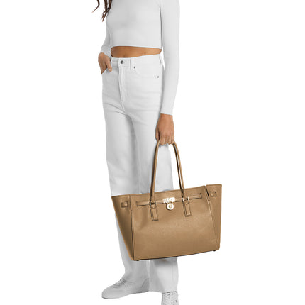 Michael Kors Women's Hamilton Moderne Large Leather Tote Bag Husk