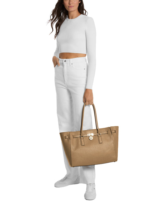 Michael Kors Women's Hamilton Moderne Large Leather Tote Bag Husk