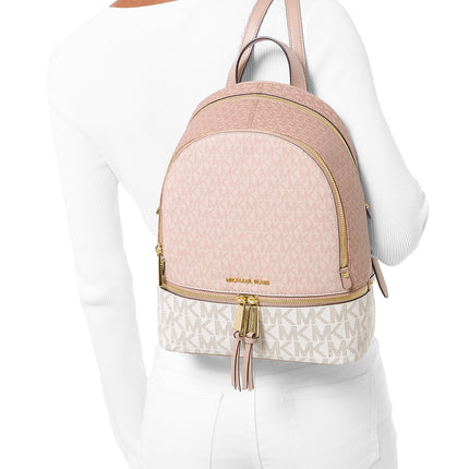 Michael Kors Women's Rhea Medium Color-Block Logo Backpack Ballet Multi