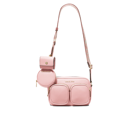 Michael Kors Women's Jet Set Medium Leather Crossbody Bag with Case for Apple Airpods Pro® Powder Blush