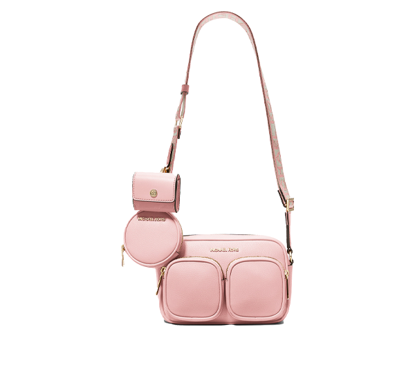 Michael Kors Women's Jet Set Medium Leather Crossbody Bag with Case for Apple Airpods Pro® Powder Blush