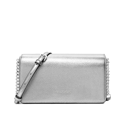 Michael Kors Women's Jet Set Medium Metallic Crossbody Bag Silver