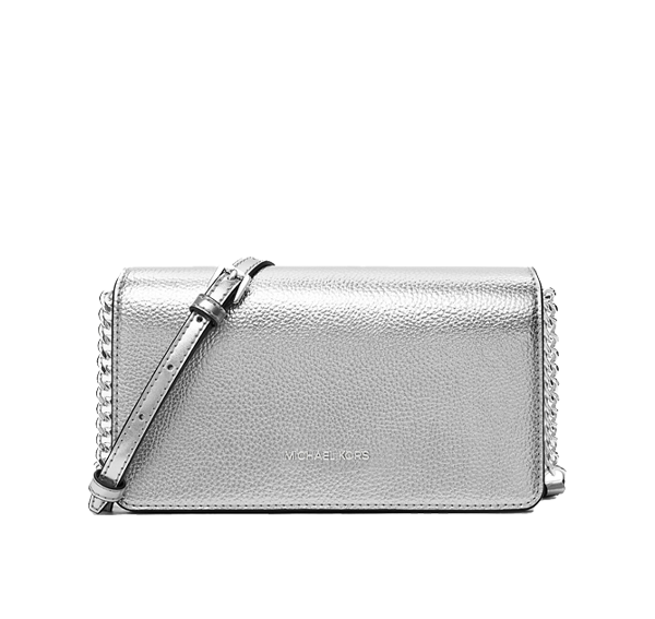 Michael Kors Women's Jet Set Medium Metallic Crossbody Bag Silver