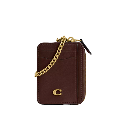 Coach Women's Essential Chain Card Case Brass/Maple