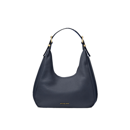 Michael Kors Women's Nolita Small Pebbled Leather Hobo Shoulder Bag Navy/Gold