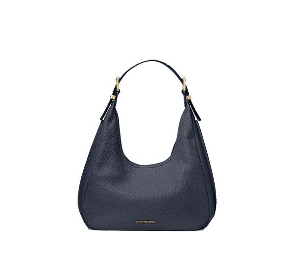 Michael Kors Women's Nolita Small Pebbled Leather Hobo Shoulder Bag Navy/Gold