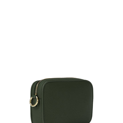 Michael Kors Women's Jet Set Small Pebbled Leather Camera Crossbody Bag Moss/Gold