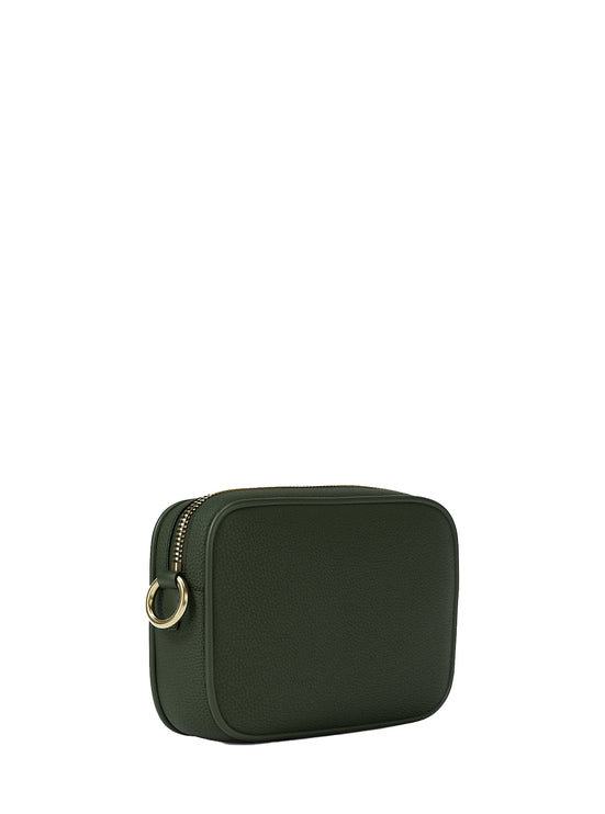 Michael Kors Women's Jet Set Small Pebbled Leather Camera Crossbody Bag Moss/Gold