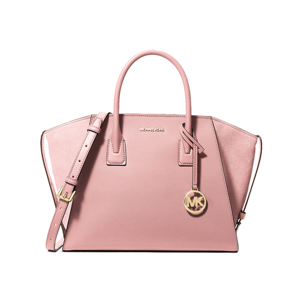 Michael Kors Women's Avril Large Leather and Suede Satchel Powder Blush/Gold