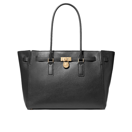 Michael Kors Women's Hamilton Moderne Large Leather Tote Bag Black/Gold