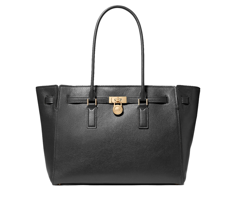 Michael Kors Women's Hamilton Moderne Large Leather Tote Bag Black/Gold
