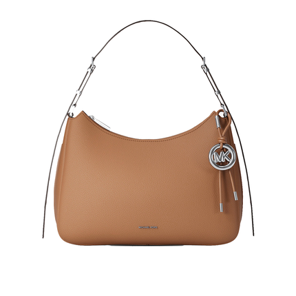 Michael Kors Women's Nolita Medium Pebbled Leather Shoulder Bag Luggage/Silver