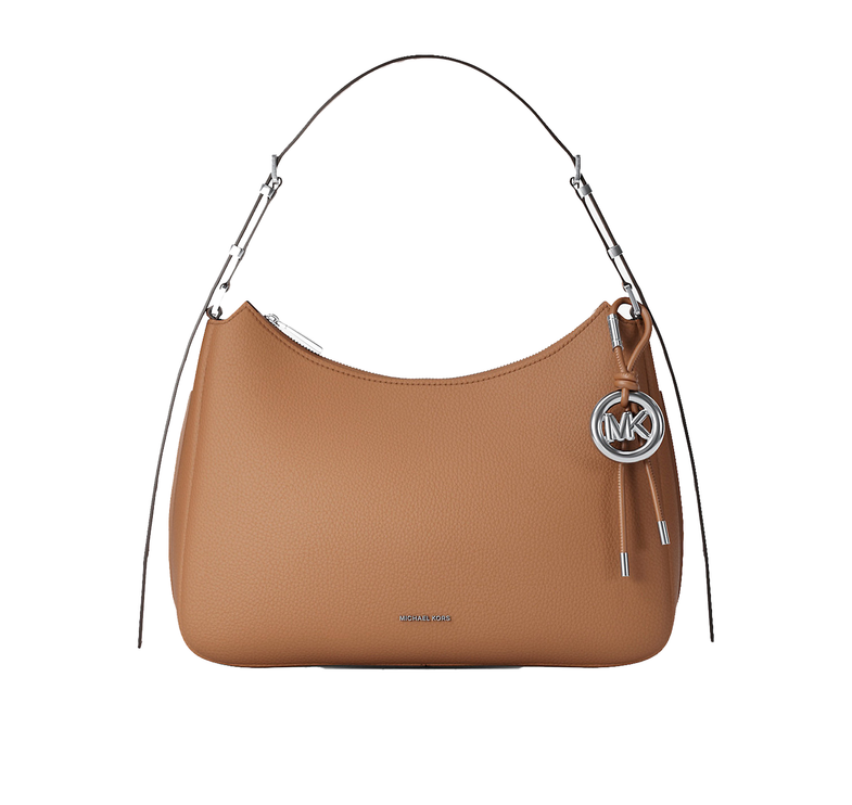 Michael Kors Women's Nolita Medium Pebbled Leather Shoulder Bag Luggage/Silver