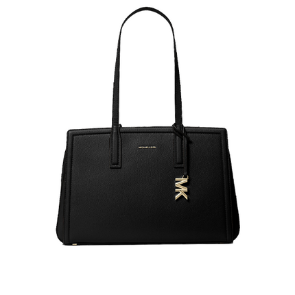 Michael Kors Women's Laila Medium Leather Tote Bag Black/Gold