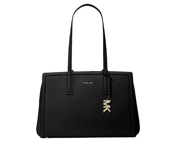 Michael Kors Women's Laila Medium Leather Tote Bag Black/Gold