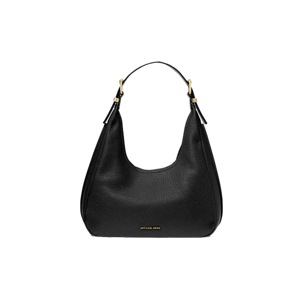 Michael Kors Women's Nolita Small Pebbled Leather Hobo Shoulder Bag Black/Gold