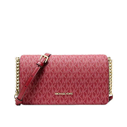 Michael Kors Women's Jet Set Medium Signature Logo Crossbody Bag Cherry/Gold