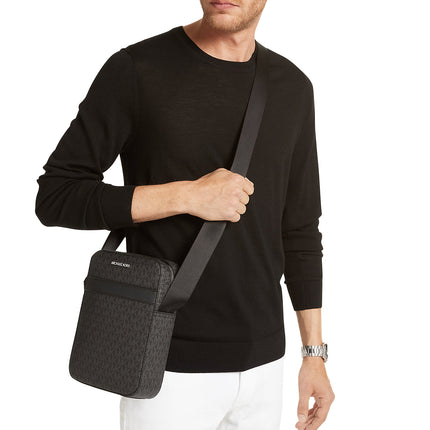 Michael Kors Men's Cooper Signature Logo Flight Bag Black/Silver