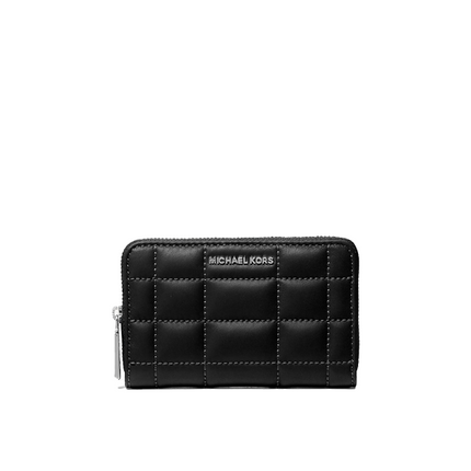 Michael Kors Women's Small Quilted Leather Wallet Black/Silver