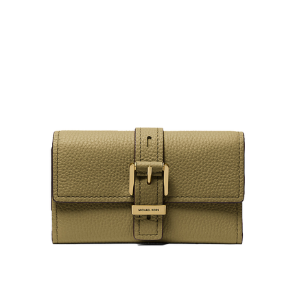 Michael Kors Women's Nolita Medium Pebbled Leather Tri-Fold Wallet Pistachio