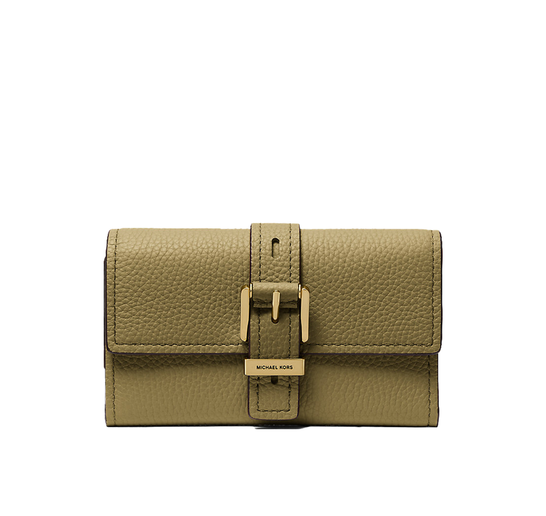 Michael Kors Women's Nolita Medium Pebbled Leather Tri-Fold Wallet Pistachio