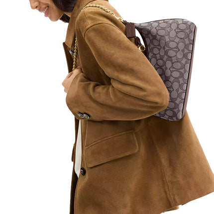 Coach Women's Juliet Shoulder Bag 25 In Signature Jacquard Brass/Oak Maple